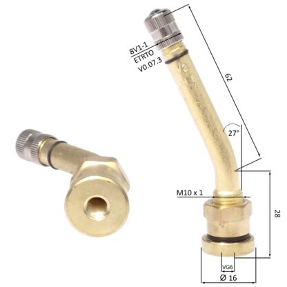 LV Ventil Plåtfälg, 90mm Böjd 27 gr